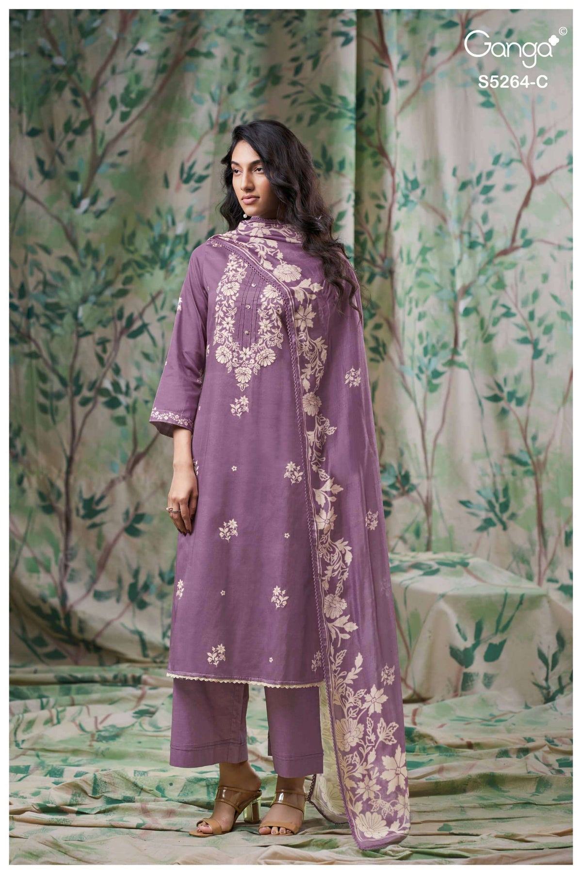 Ganga Fashion Flossie 5264 Pure Wool Pashmina Dress Material