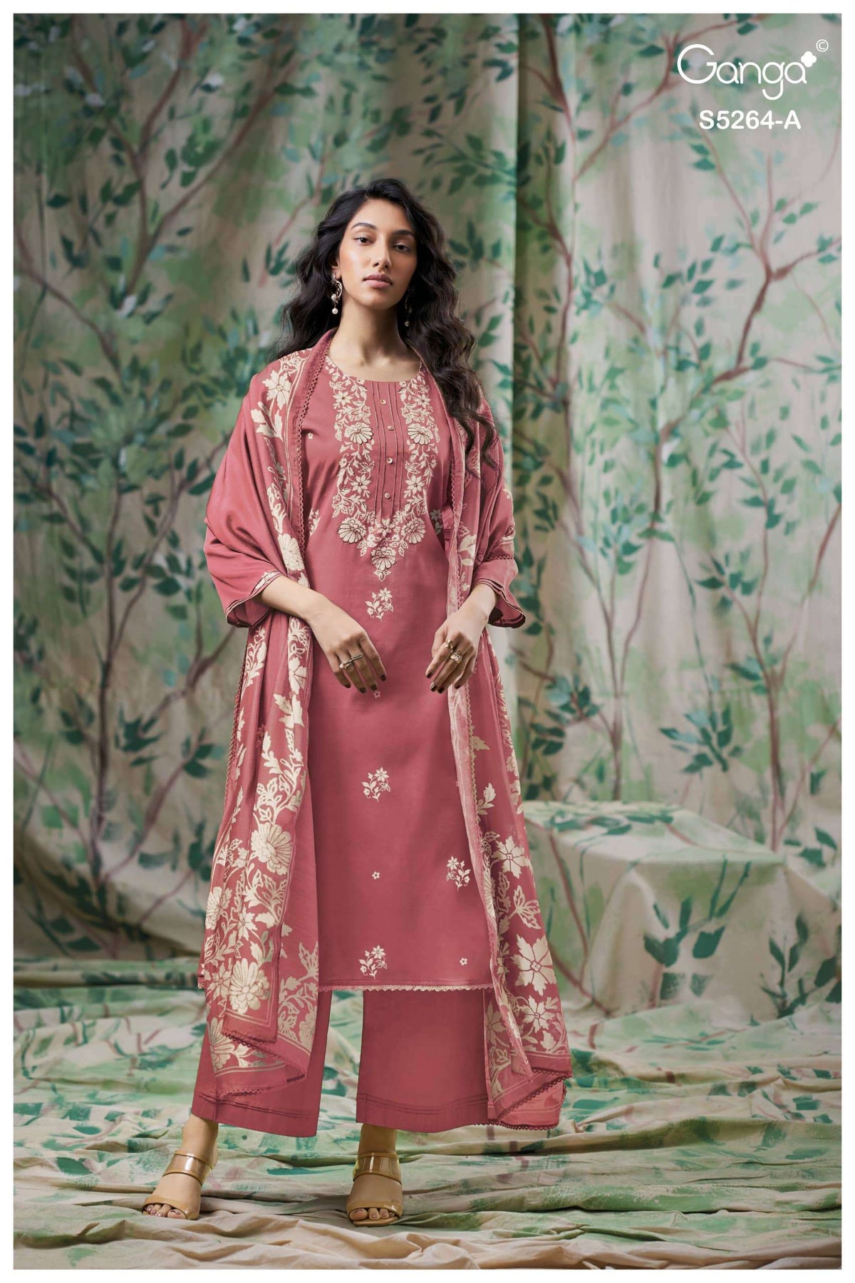 Ganga Fashion Flossie 5264 Pure Wool Pashmina Dress Material