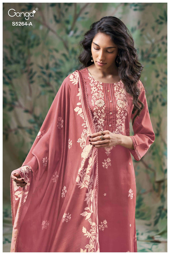 Ganga Fashion Flossie 5264 Pure Wool Pashmina Dress Material