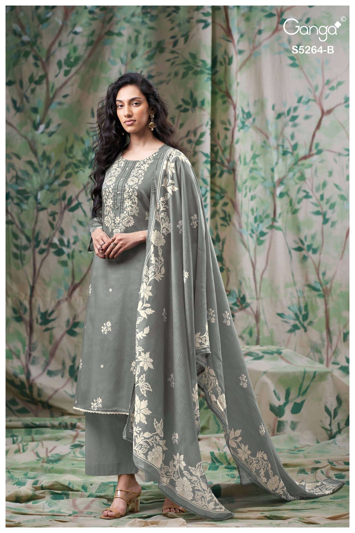 Ganga Fashion Flossie 5264 Pure Wool Pashmina Dress Material