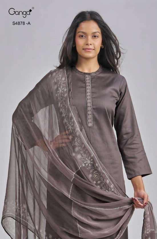 Ganga Fashion Gamini 4878 Pure Cotton Satin Dress Material - Amrah Wholesale