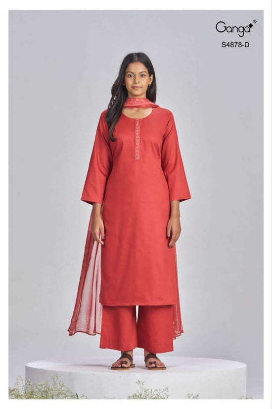 Ganga Fashion Gamini 4878 Pure Cotton Satin Dress Material - Amrah Wholesale