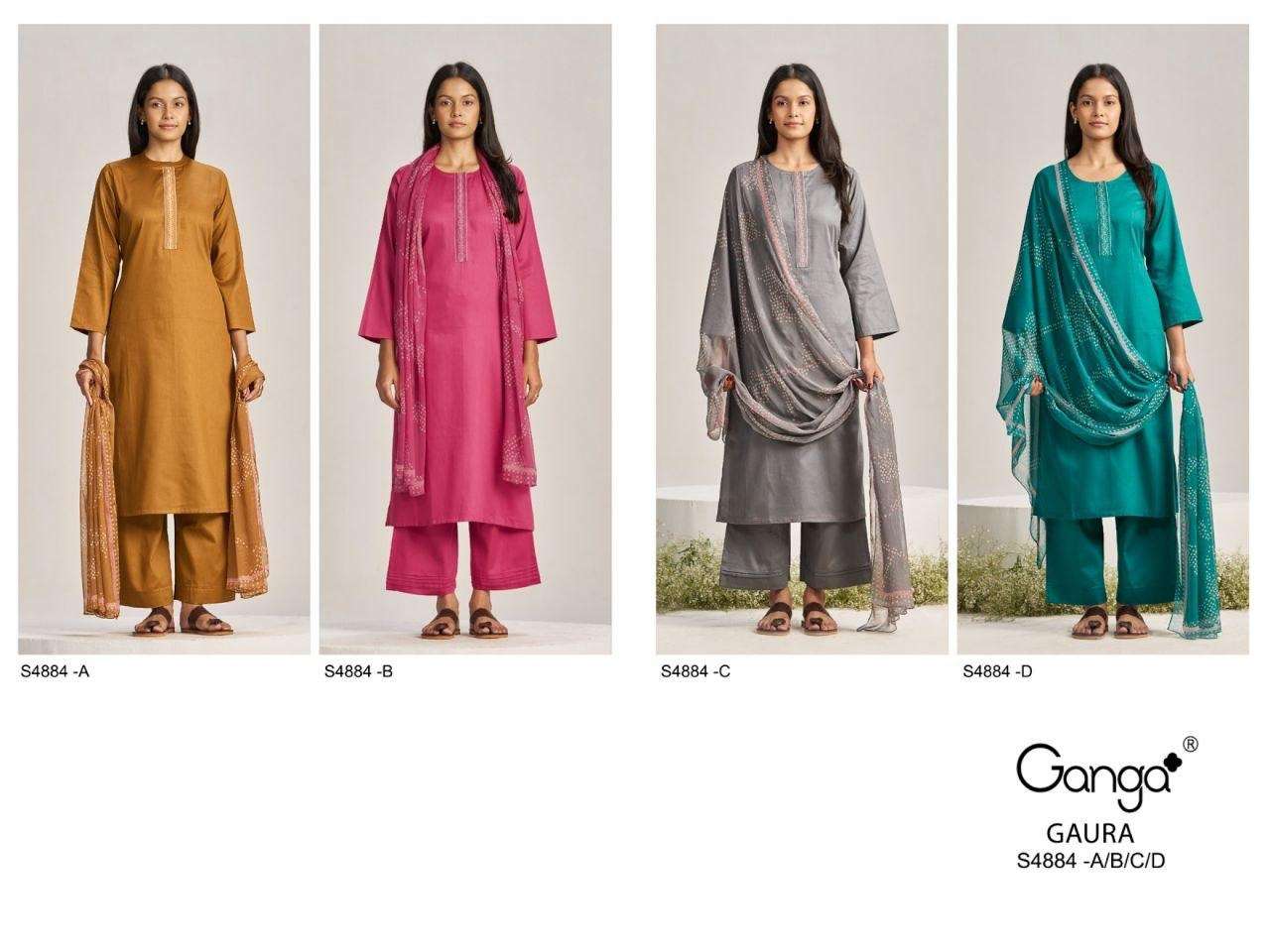 Ganga Fashion Gaura 4884 Pure Cotton Satin Dress Material