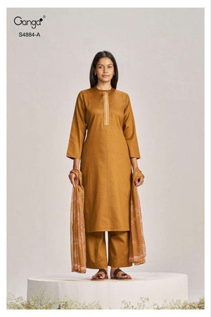 Ganga Fashion Gaura 4884 Pure Cotton Satin Dress Material