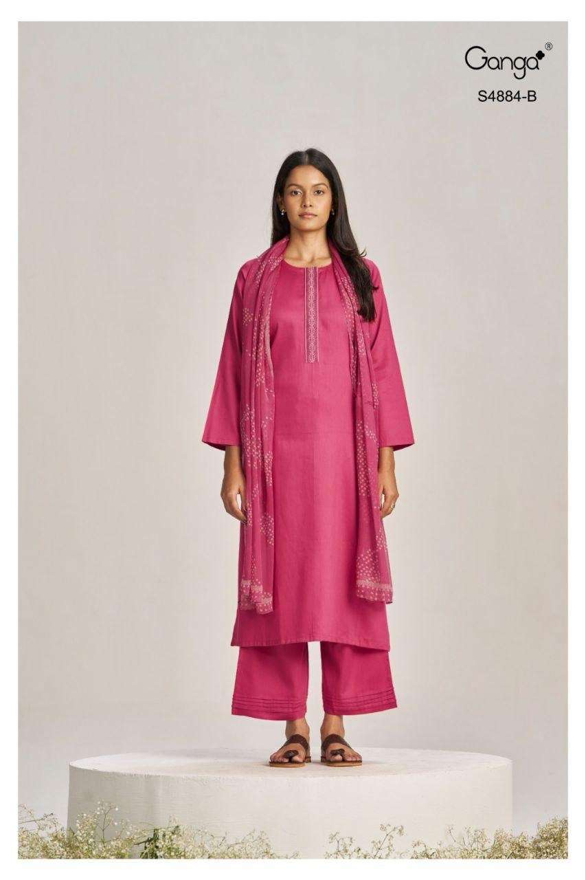 Ganga Fashion Gaura 4884 Pure Cotton Satin Dress Material