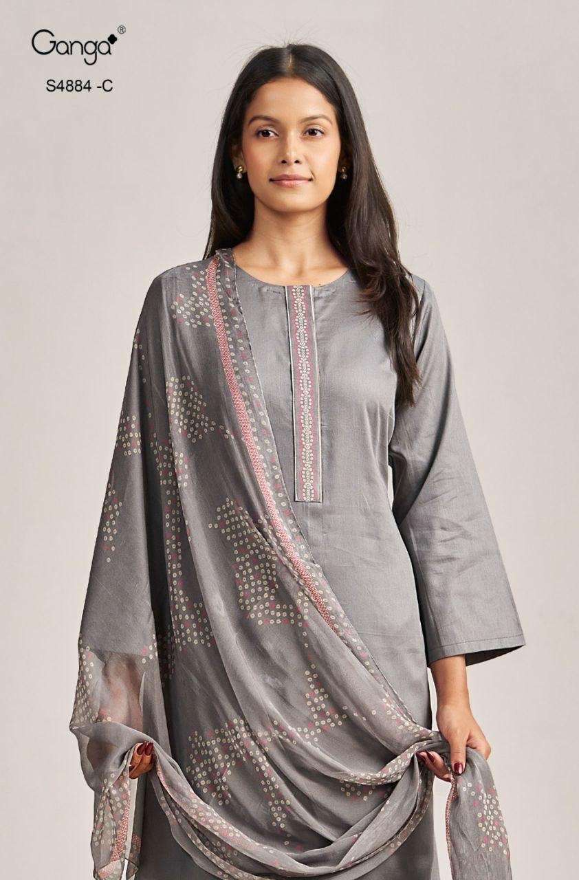 Ganga Fashion Gaura 4884 Pure Cotton Satin Dress Material