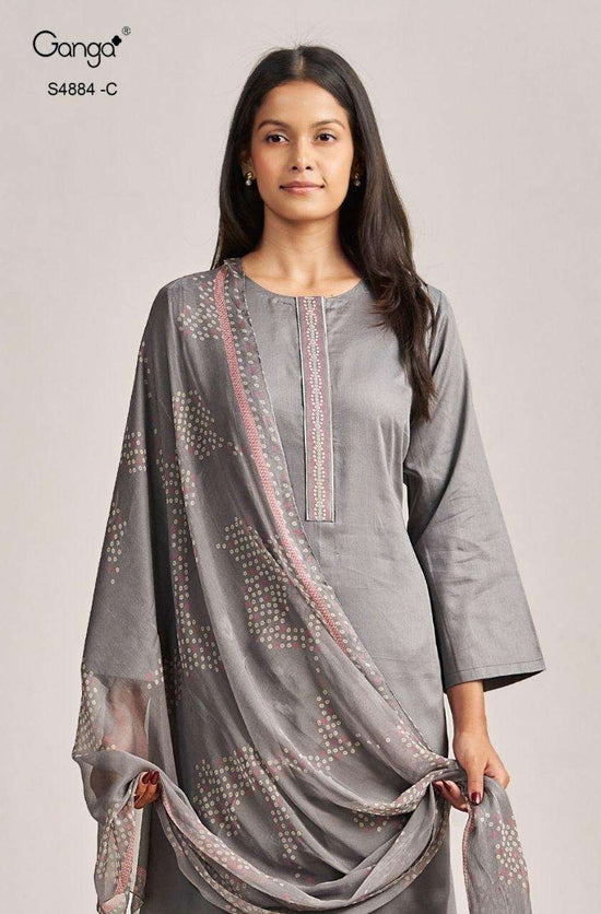 Ganga Fashion Gaura 4884 Pure Cotton Satin Dress Material