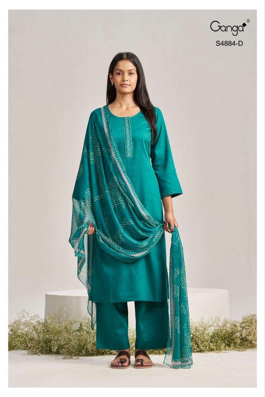 Ganga Fashion Gaura 4884 Pure Cotton Satin Dress Material