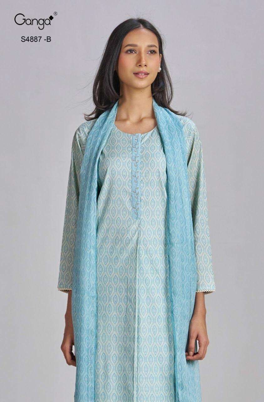 Ganga Fashion Gayana 4887 Embroidered Cotton Dress Material - Amrah Wholesale