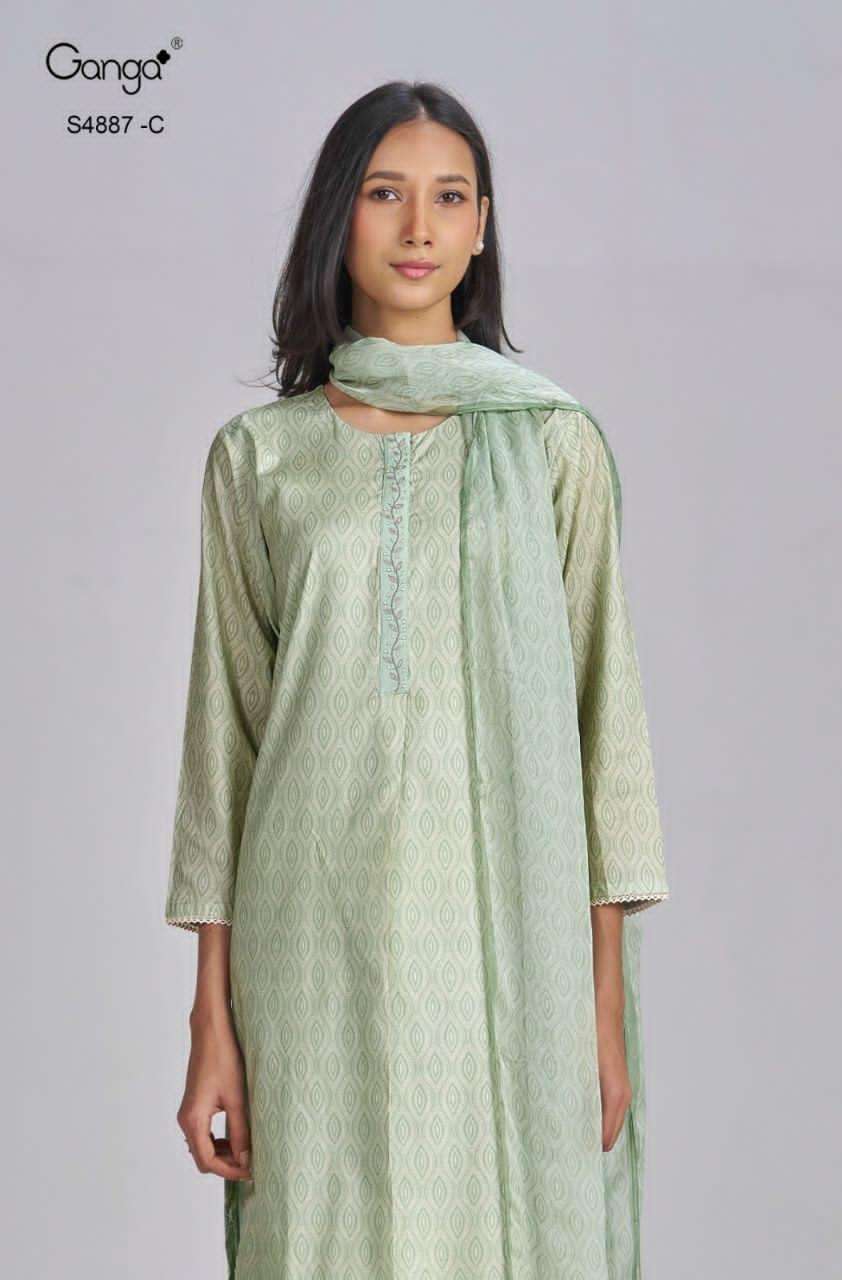 Ganga Fashion Gayana 4887 Embroidered Cotton Dress Material - Amrah Wholesale