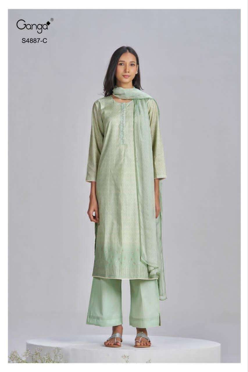 Ganga Fashion Gayana 4887 Embroidered Cotton Dress Material - Amrah Wholesale