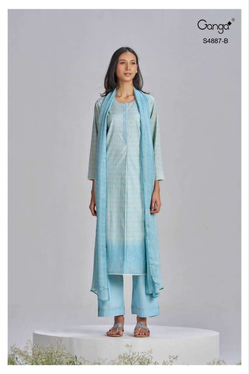 Ganga Fashion Gayana 4887 Embroidered Cotton Dress Material - Amrah Wholesale