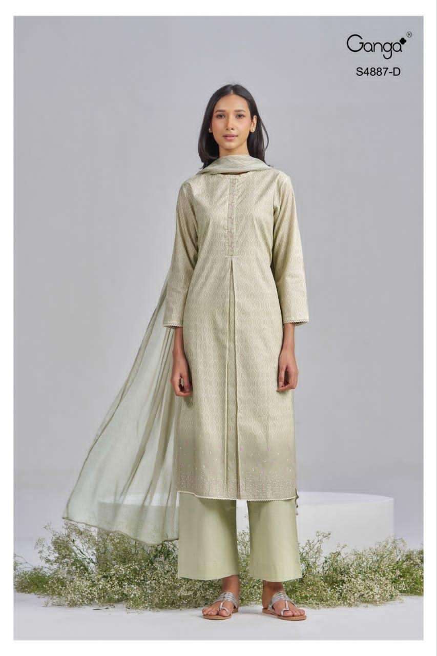 Ganga Fashion Gayana 4887 Embroidered Cotton Dress Material - Amrah Wholesale