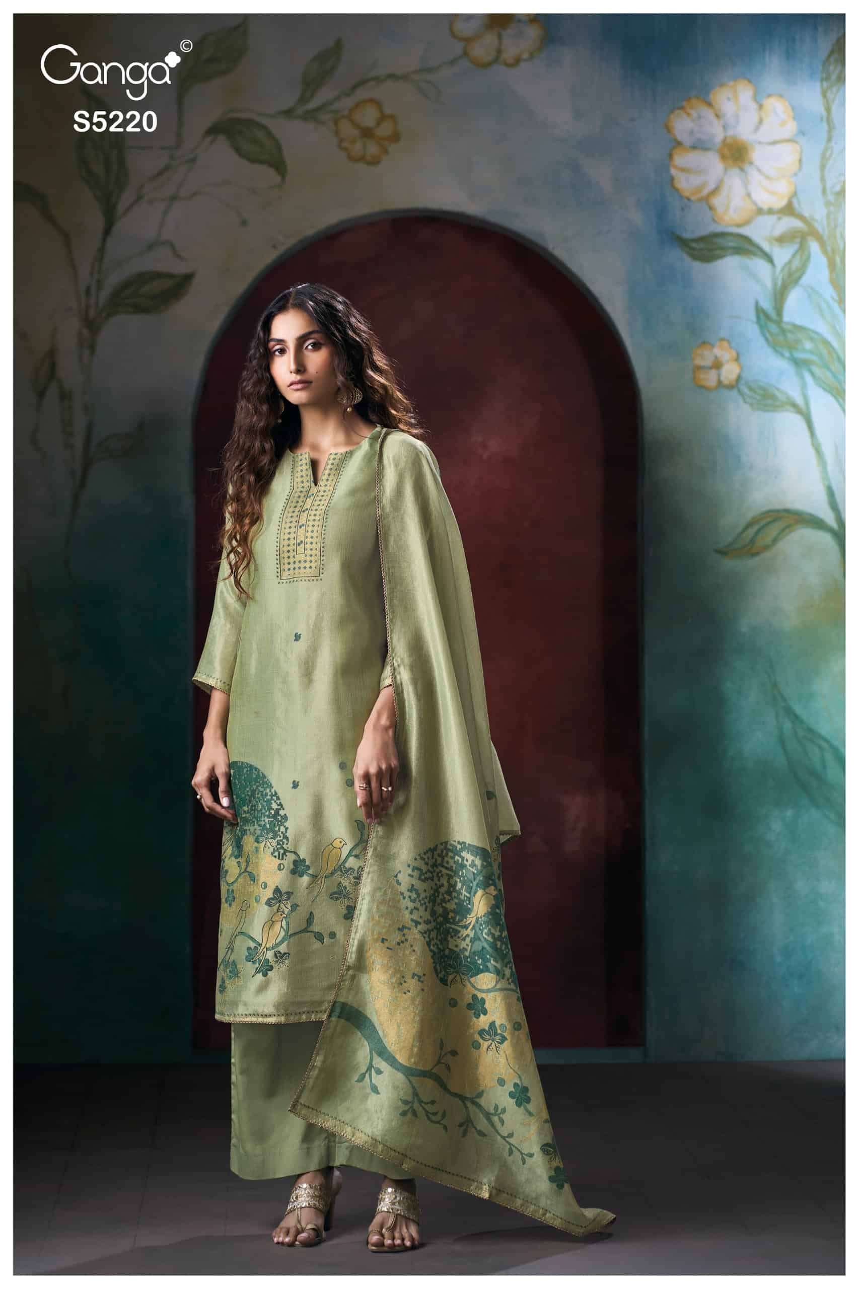 Ganga Fashion Geyana 5220 Premium Viscose Silk Jacquard Dress Material