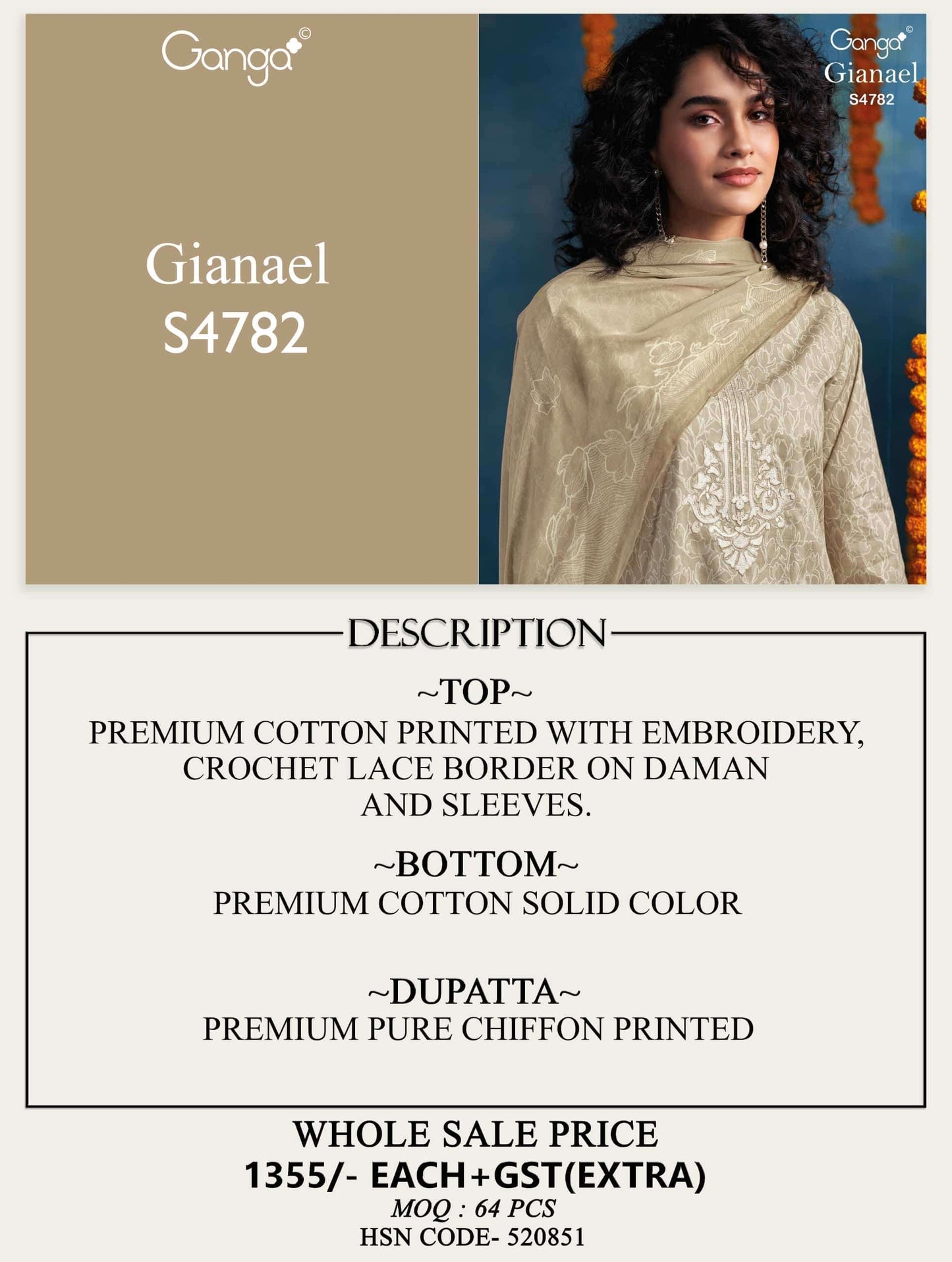 Ganga Fashion Gianael 4782 Cotton Printed Dress Material Wholesale - Amrah Wholesale