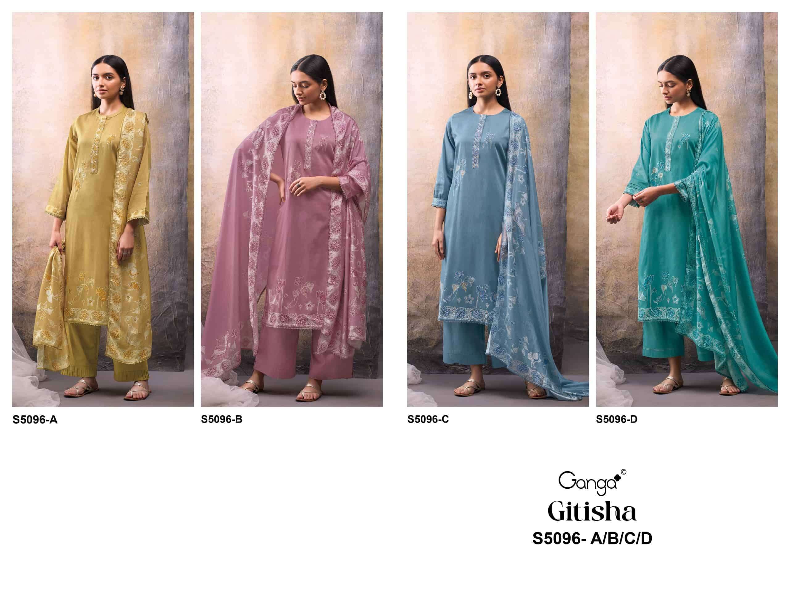 Ganga Fashion Gitisha 5096 Premium Cotton Satin Dress Material