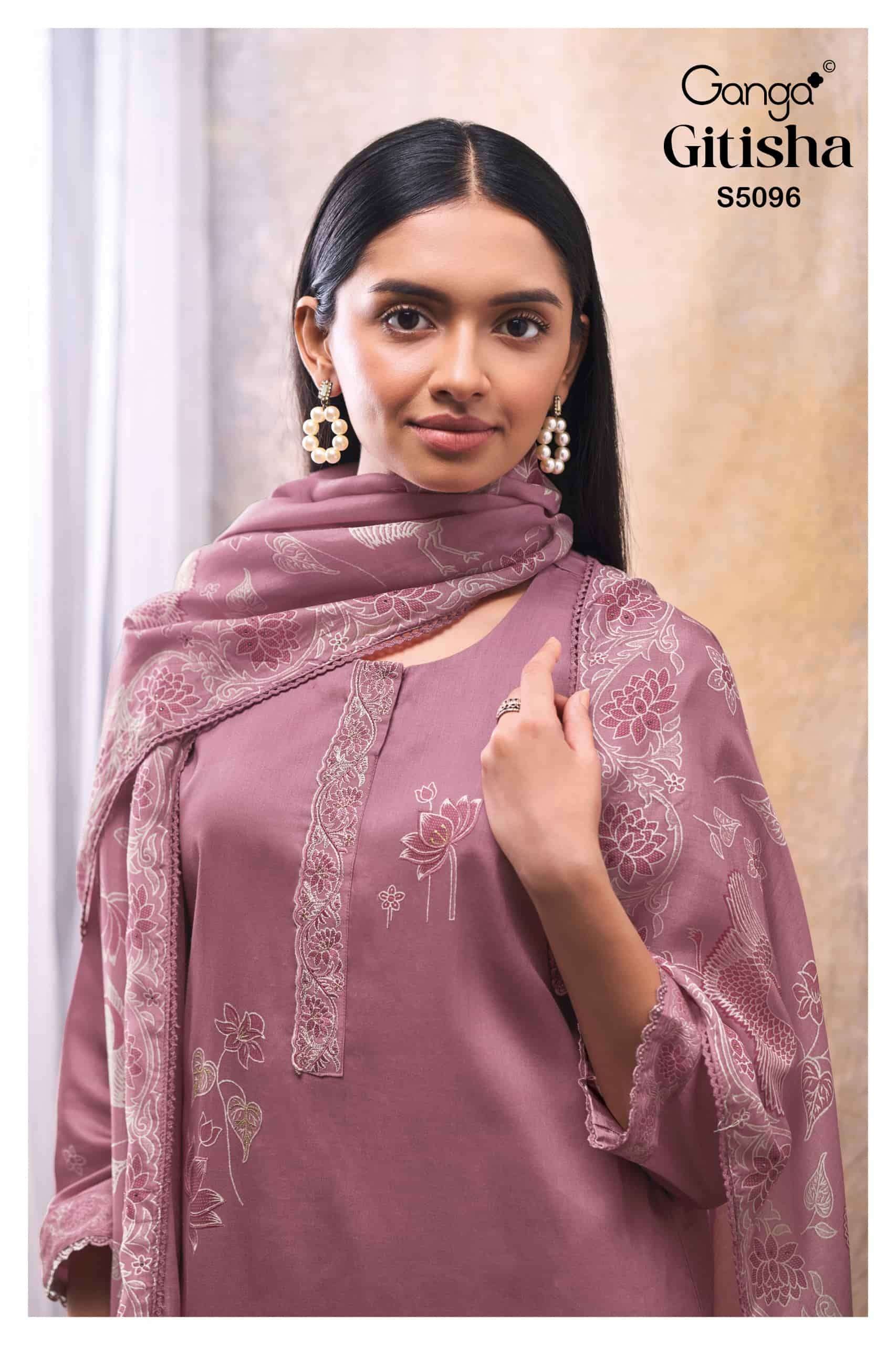 Ganga Fashion Gitisha 5096 Premium Cotton Satin Dress Material