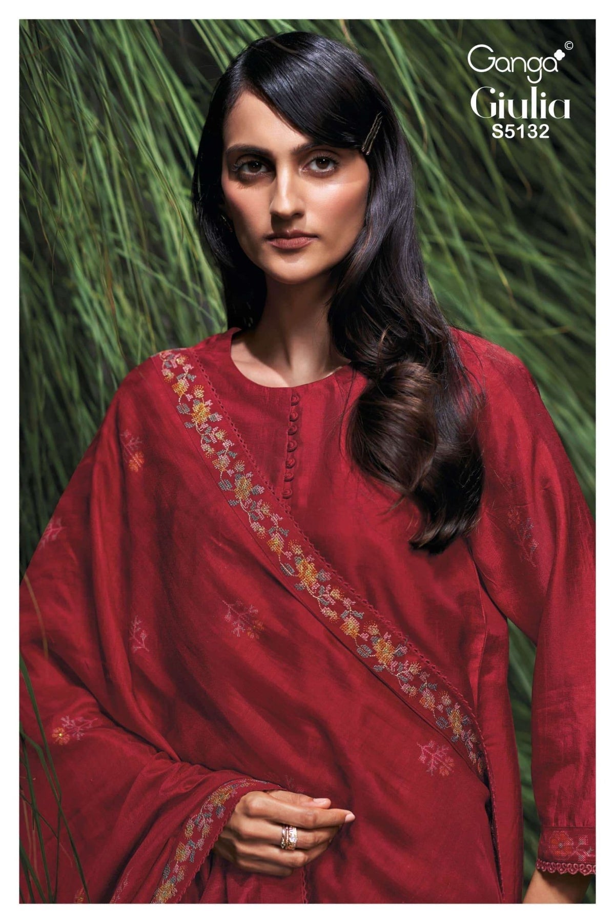 Ganga Fashion Giulia 5132 Premium Pure Bemberg Russian Silk Dress Material - Amrah Wholesale