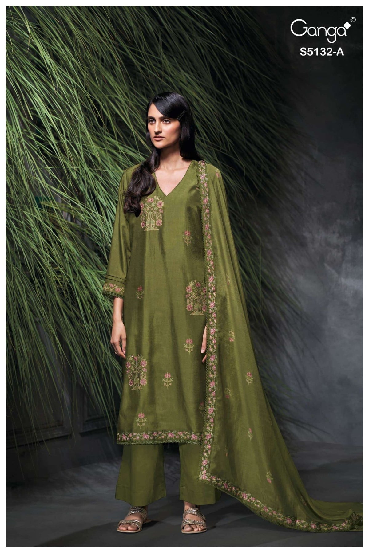 Ganga Fashion Giulia 5132 Premium Pure Bemberg Russian Silk Dress Material - Amrah Wholesale