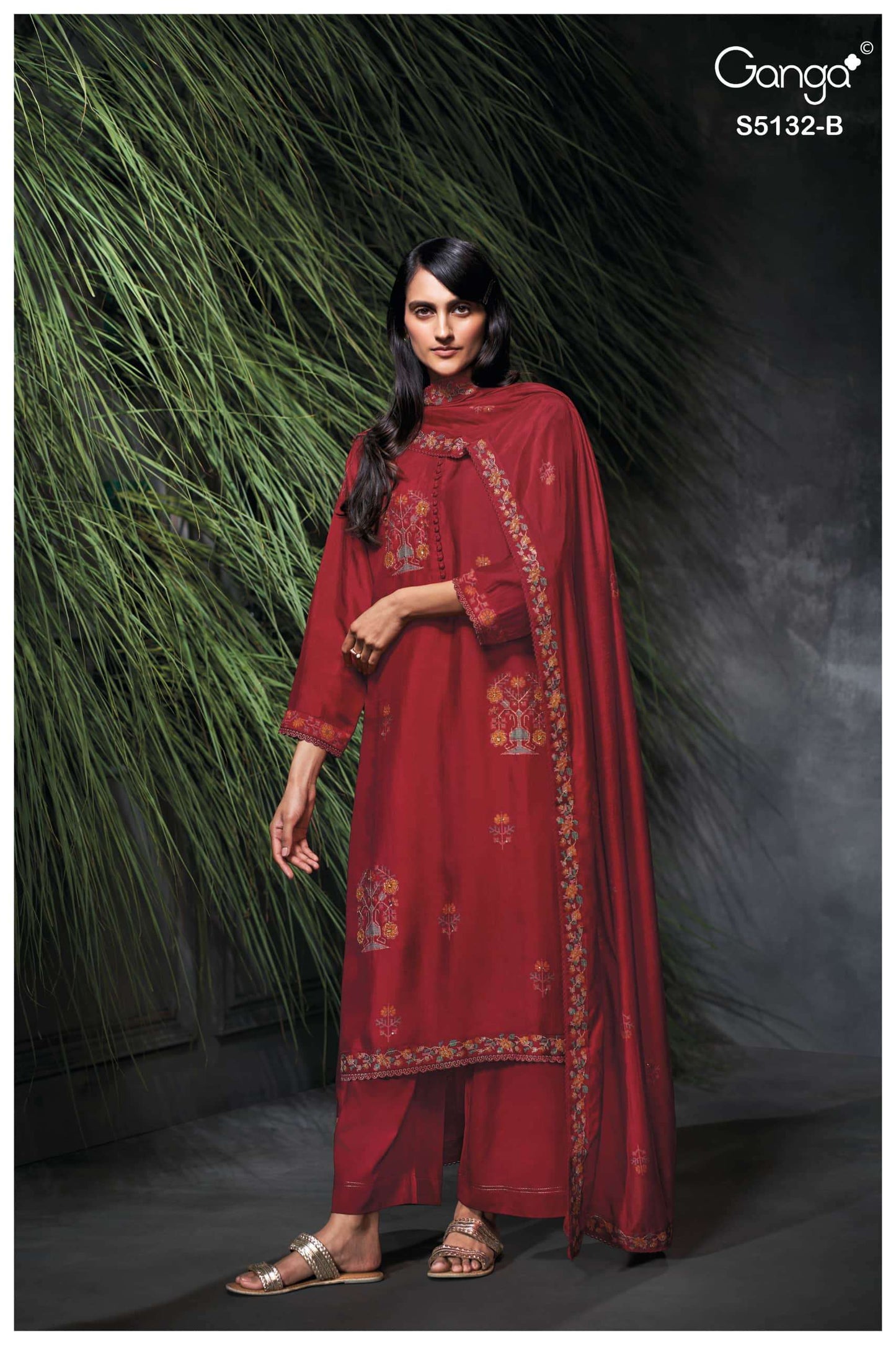 Ganga Fashion Giulia 5132 Premium Pure Bemberg Russian Silk Dress Material