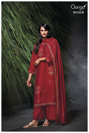 Ganga Fashion Giulia 5132 Premium Pure Bemberg Russian Silk Dress Material
