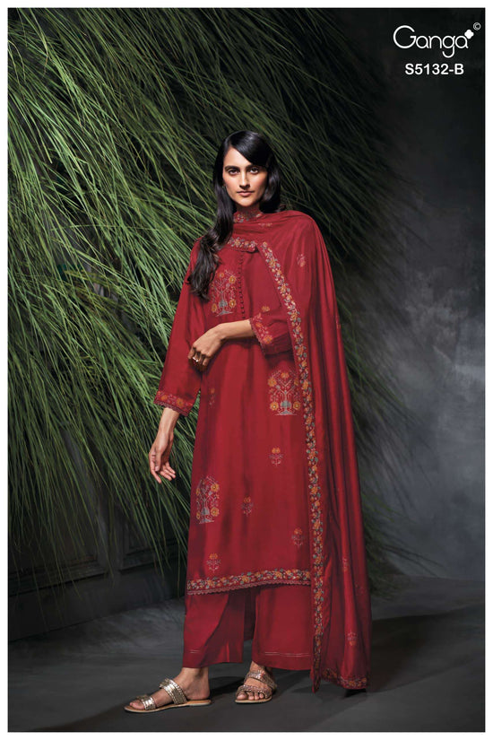 Ganga Fashion Giulia 5132 Premium Pure Bemberg Russian Silk Dress Material