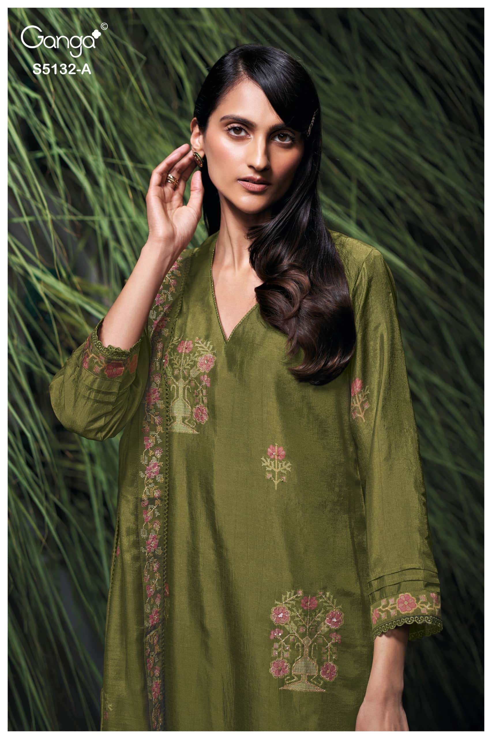Ganga Fashion Giulia 5132 Premium Pure Bemberg Russian Silk Dress Material
