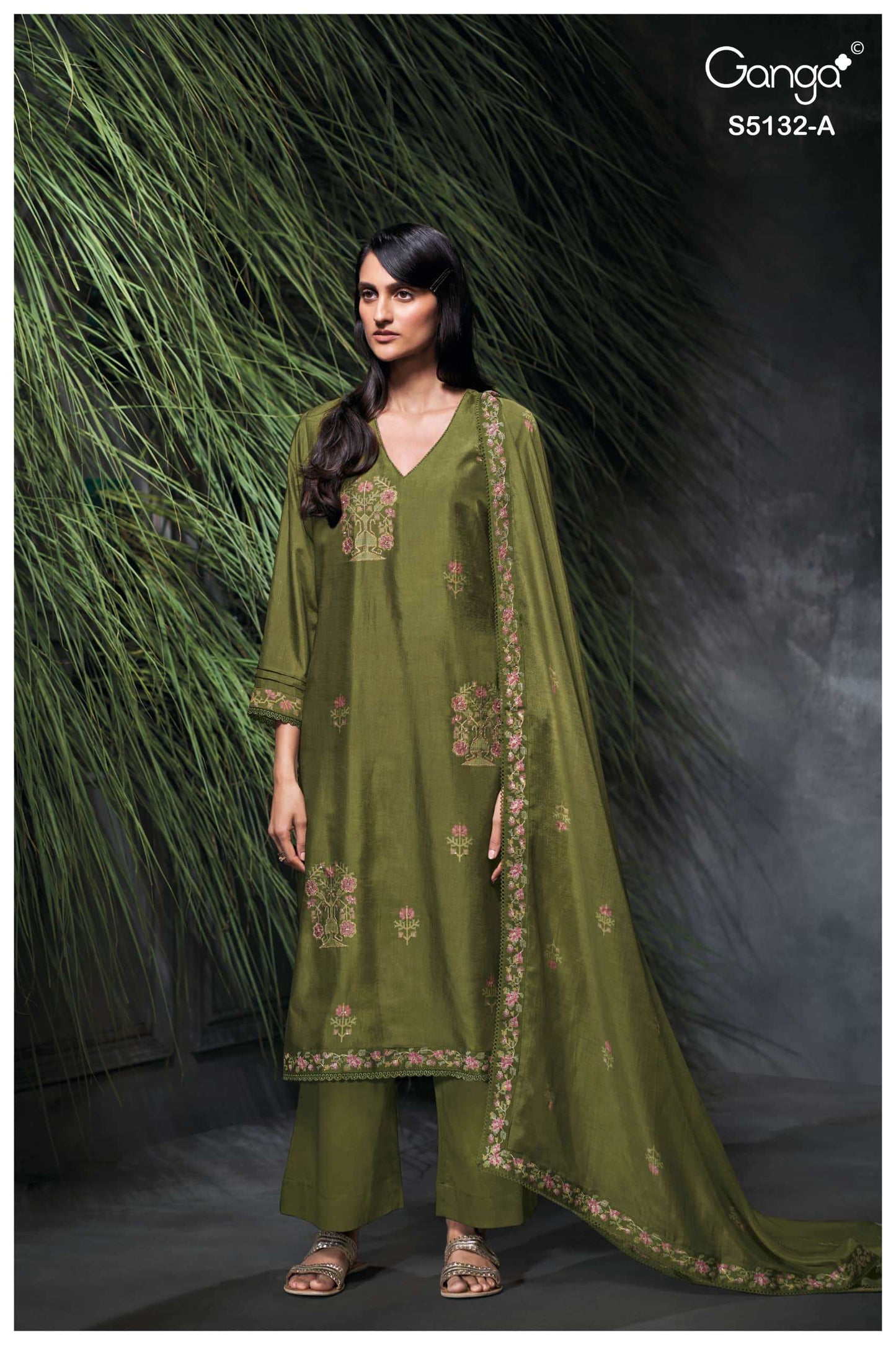 Ganga Fashion Giulia 5132 Premium Pure Bemberg Russian Silk Dress Material