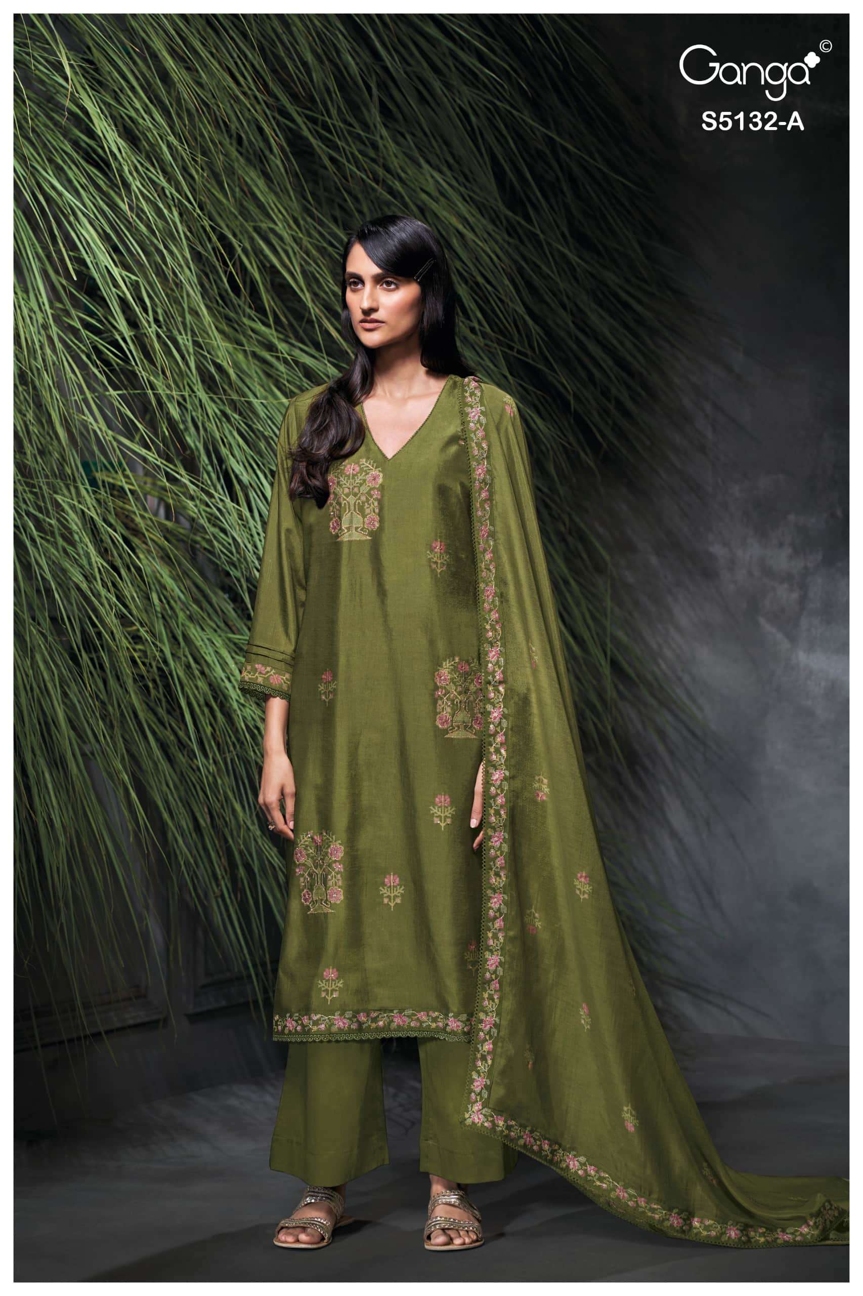 Ganga Fashion Giulia 5132 Premium Pure Bemberg Russian Silk Dress Material
