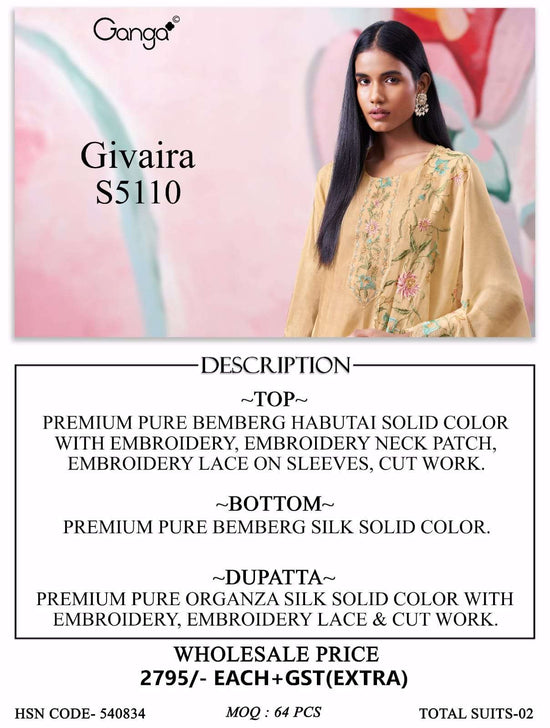 Ganga Fashion Givaira 5110 Premium Bemberg Silk Dress Material