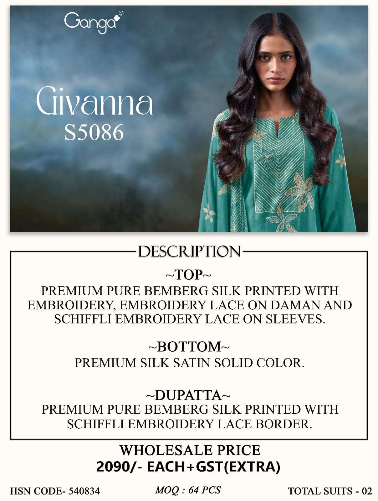 Ganga Fashion Givanna 5086 Bemberg Silk Dress Material