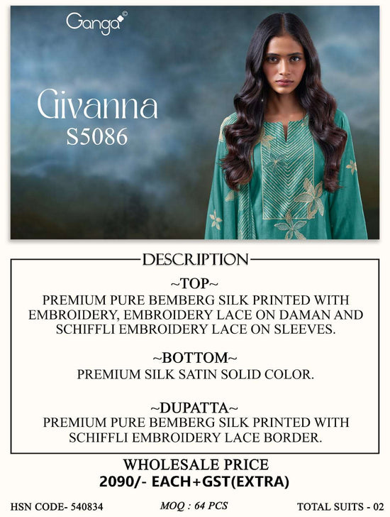 Ganga Fashion Givanna 5086 Bemberg Silk Dress Material