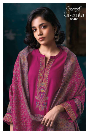 Ganga Fashion Givanta 5465 Pure Pashmina Embroidered Dress Material