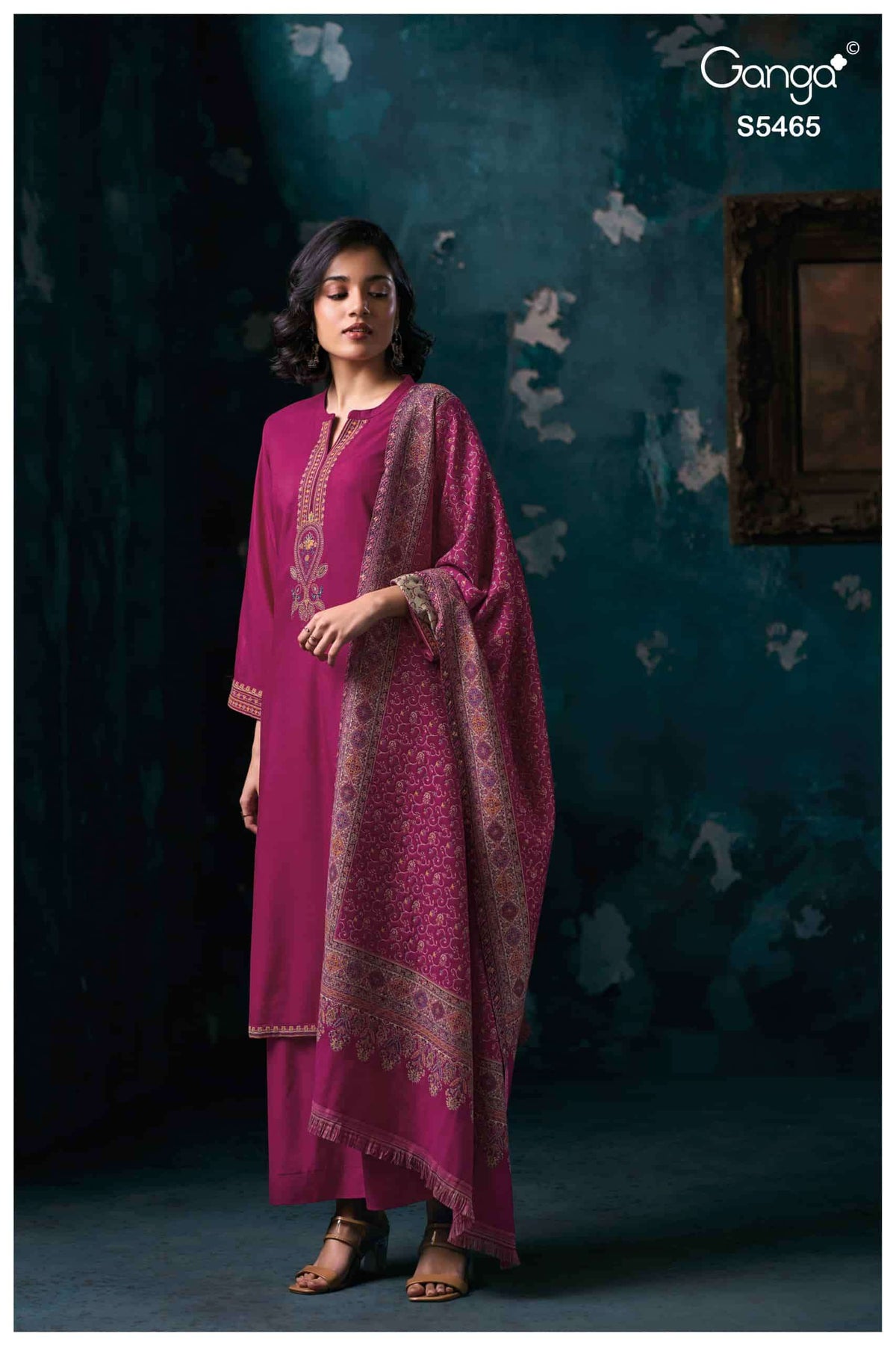 Ganga Fashion Givanta 5465 Pure Pashmina Embroidered Dress Material
