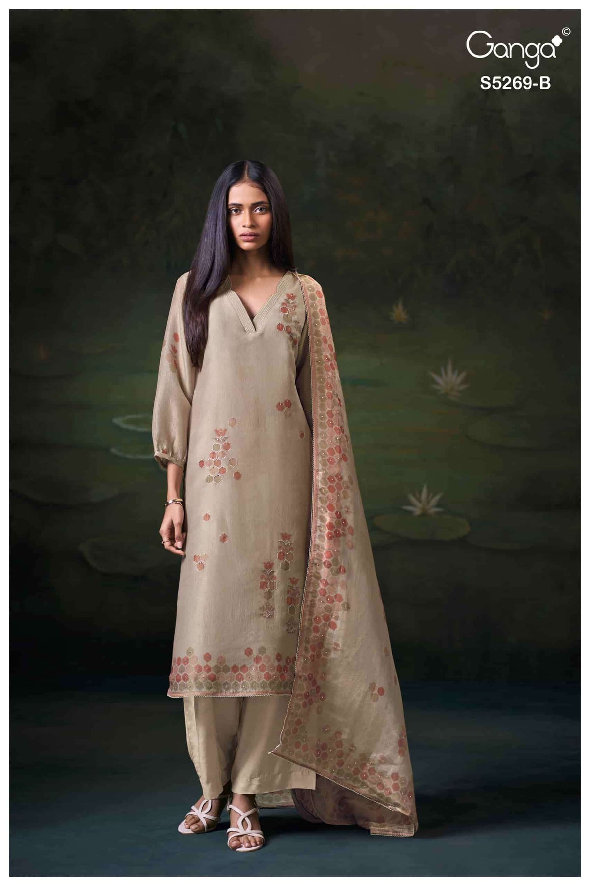 Ganga Fashion Greyasa Pure Bemberg Silk Pakistani Suit