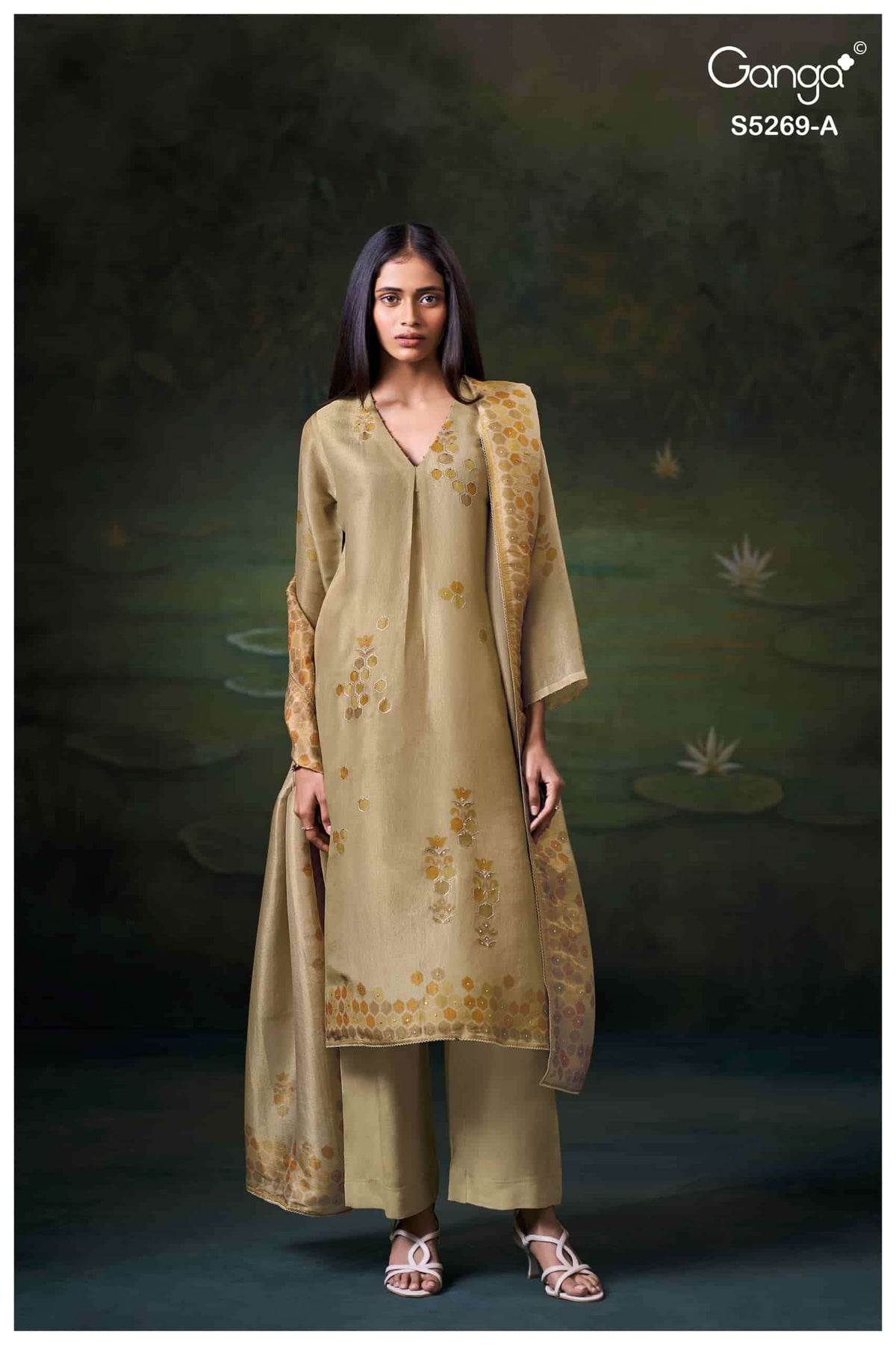 Ganga Fashion Greyasa Pure Bemberg Silk Pakistani Suit