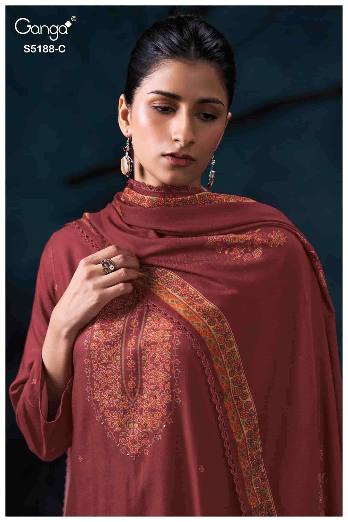 Ganga Fashion Grieya 5188 Pure Wool Pashmina Dress Material