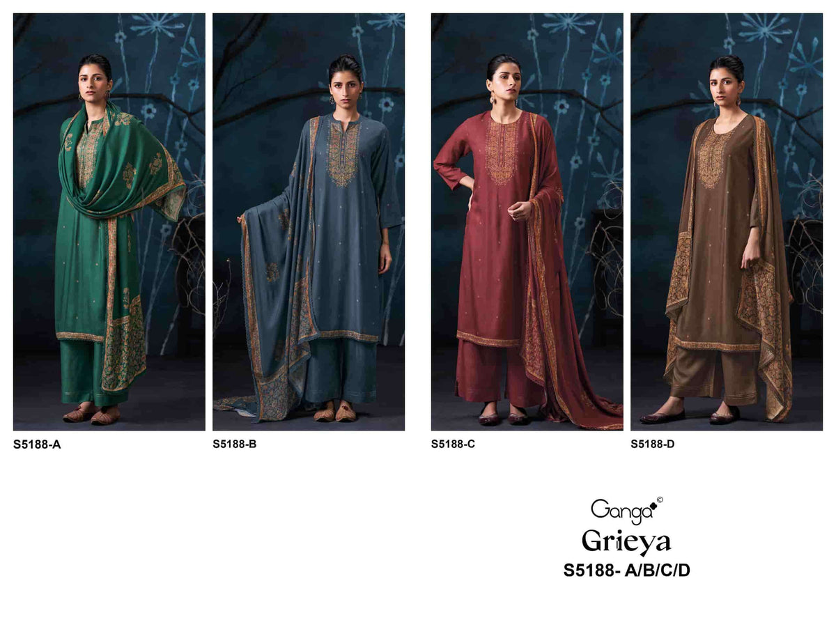 Ganga Fashion Grieya 5188 Pure Wool Pashmina Dress Material