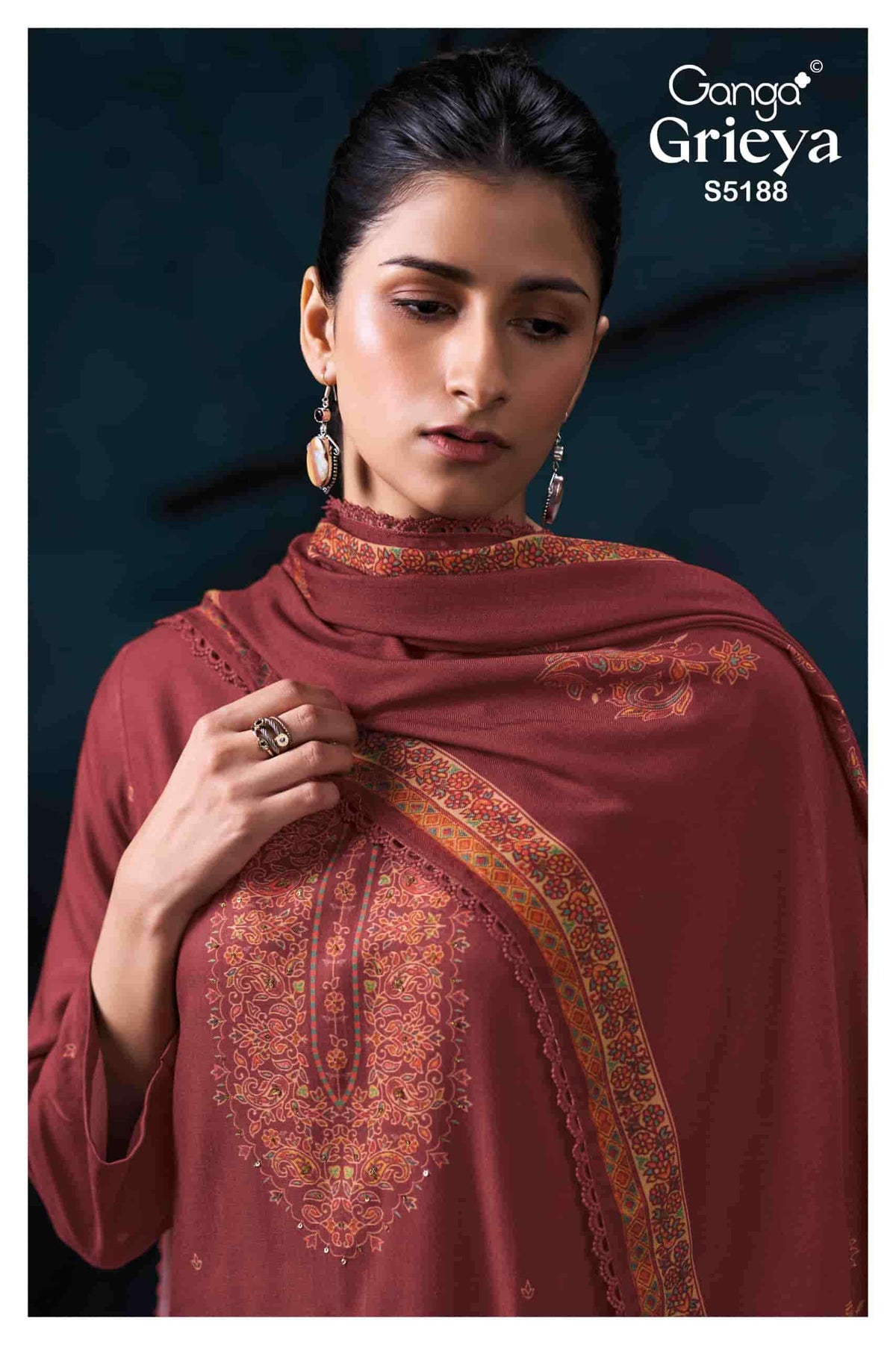 Ganga Fashion Grieya 5188 Pure Wool Pashmina Dress Material