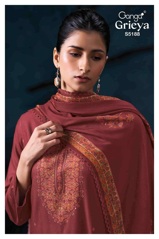 Ganga Fashion Grieya 5188 Pure Wool Pashmina Dress Material