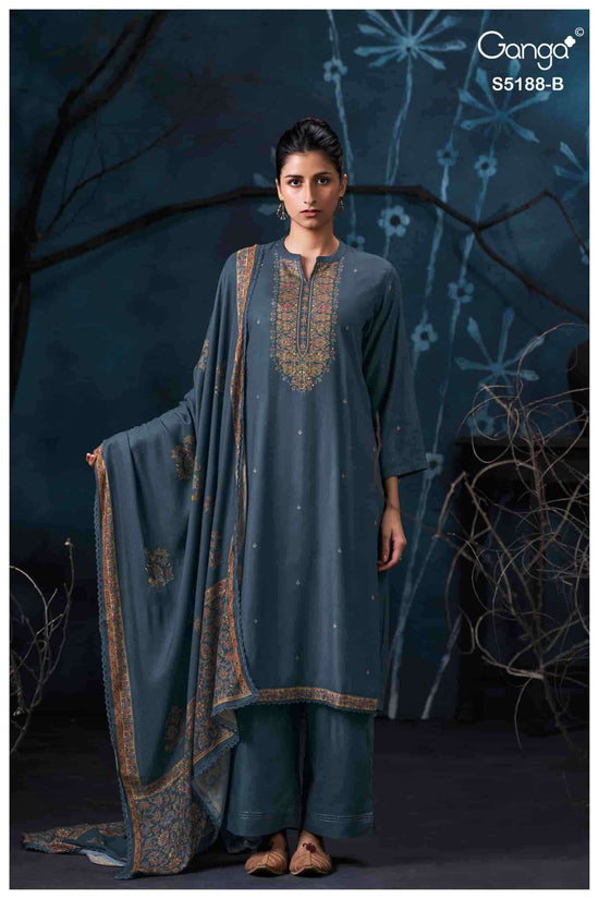 Ganga Fashion Grieya 5188 Pure Wool Pashmina Dress Material