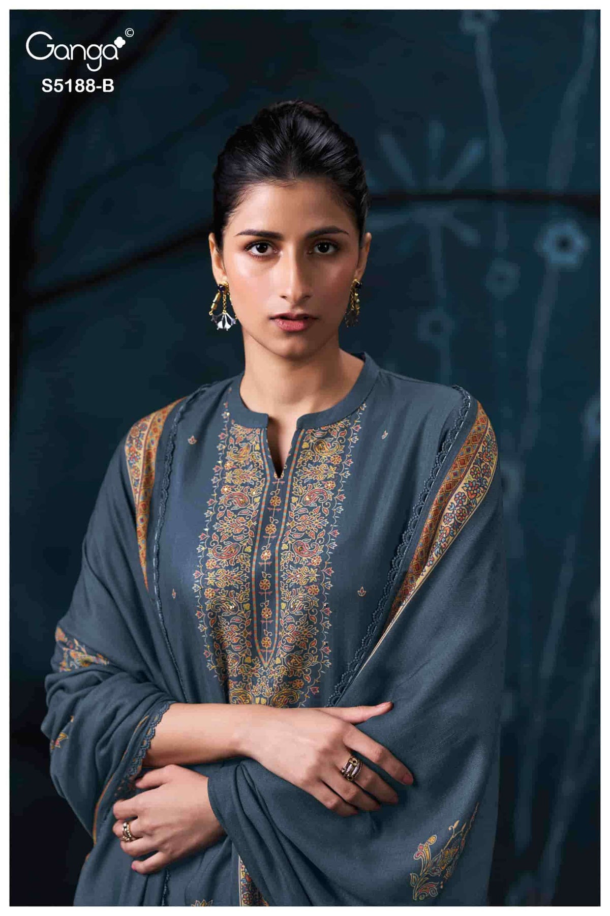 Ganga Fashion Grieya 5188 Pure Wool Pashmina Dress Material