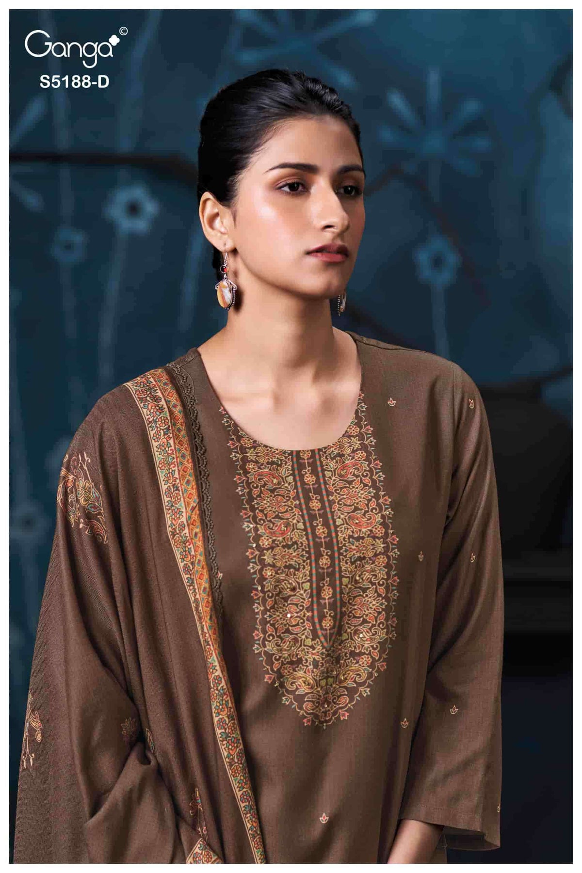 Ganga Fashion Grieya 5188 Pure Wool Pashmina Dress Material