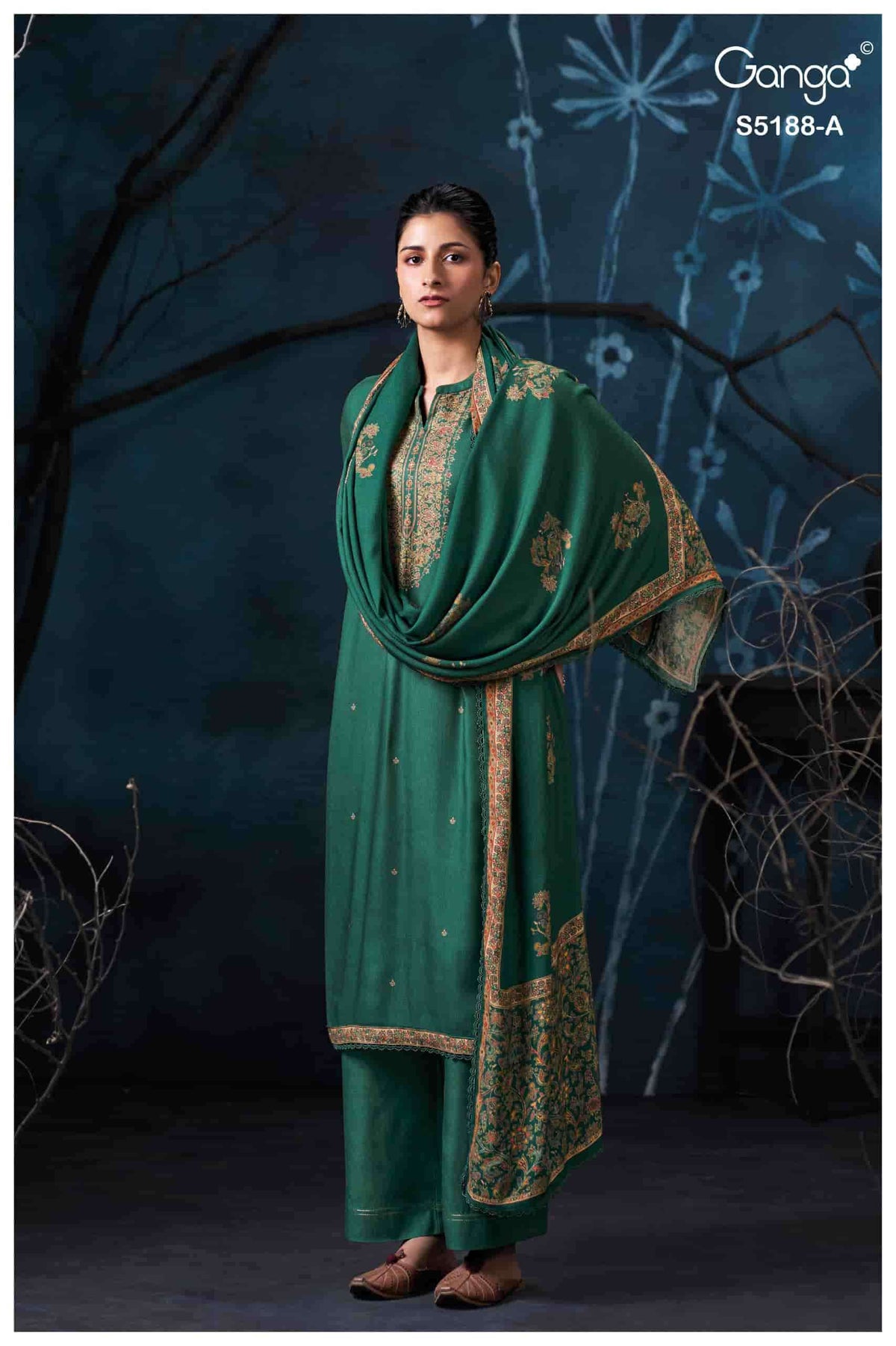 Ganga Fashion Grieya 5188 Pure Wool Pashmina Dress Material