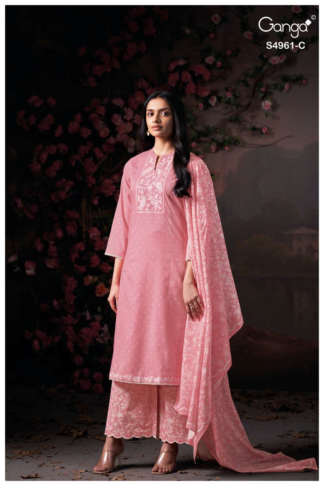 Ganga Fashion Griselda 4961 Premium Cotton Embroidered Dress Material