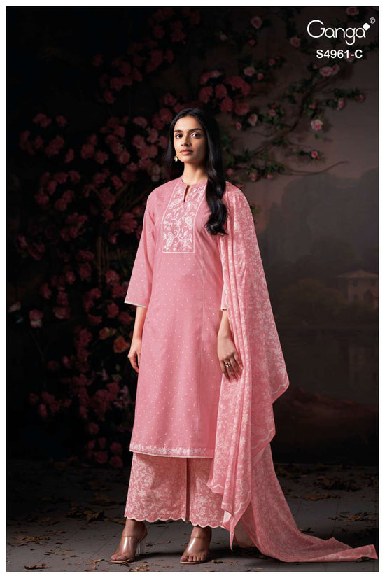 Ganga Fashion Griselda 4961 Premium Cotton Embroidered Dress Material