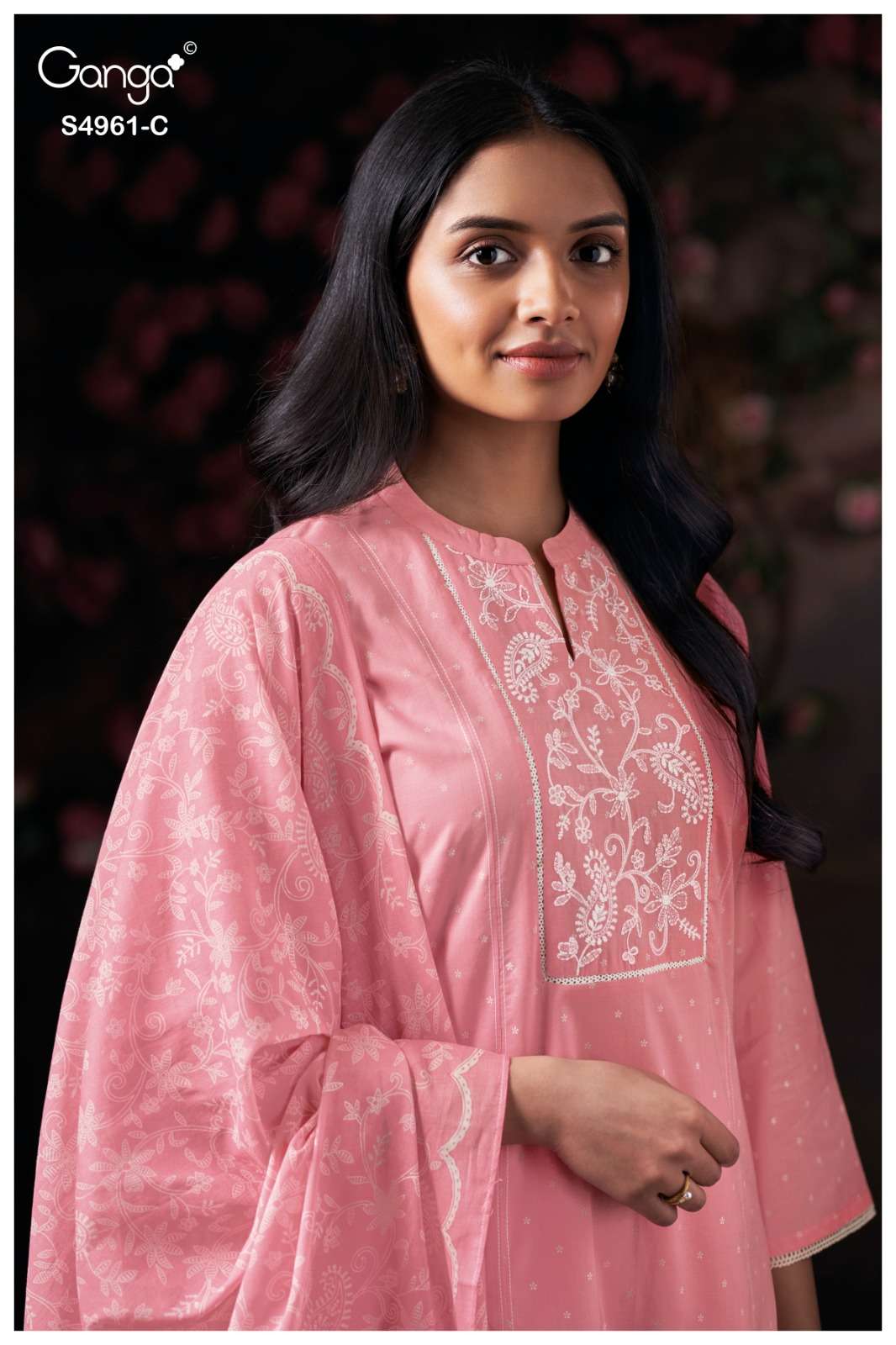 Ganga Fashion Griselda 4961 Premium Cotton Embroidered Dress Material