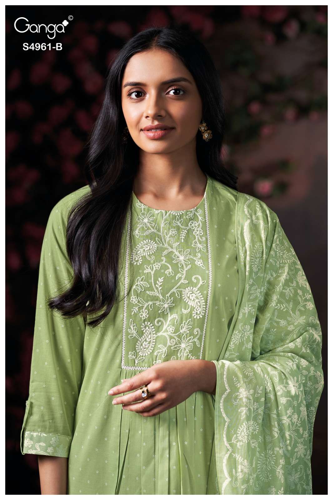 Ganga Fashion Griselda 4961 Premium Cotton Embroidered Dress Material