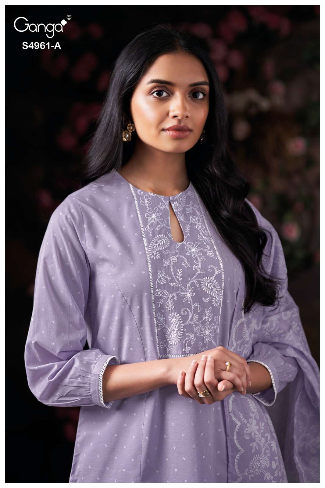 Ganga Fashion Griselda 4961 Premium Cotton Embroidered Dress Material