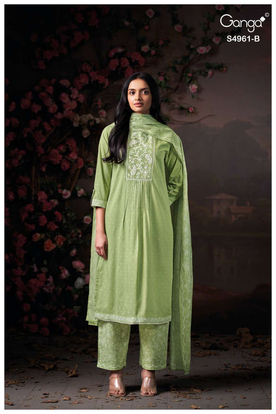 Ganga Fashion Griselda 4961 Premium Cotton Embroidered Dress Material